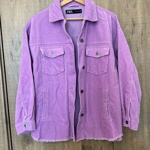 Zara purple velvet heavy blouse oversized size S